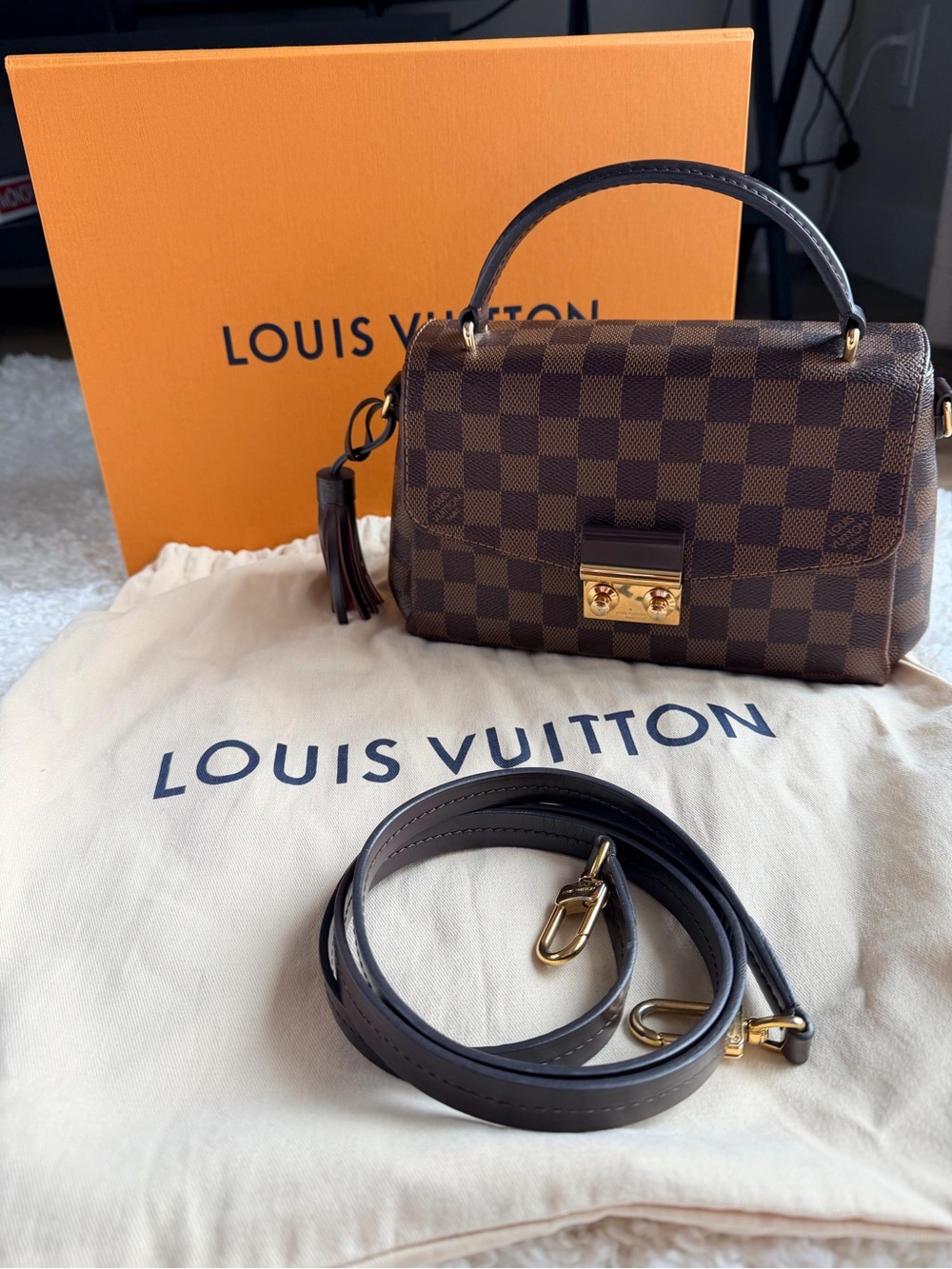 Louis Vuitton Brown Damier Ebene Crossbody with Tassel